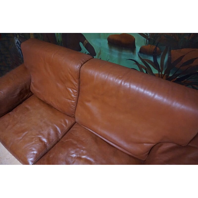 Vintage 2-seater sofa in brown leather by De Sede