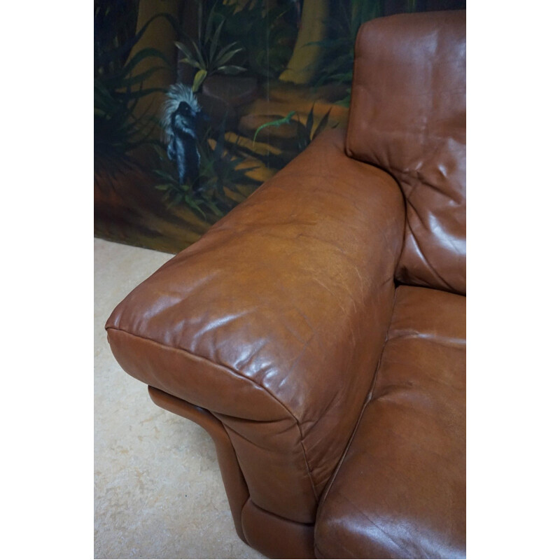 Vintage 2-seater sofa in brown leather by De Sede