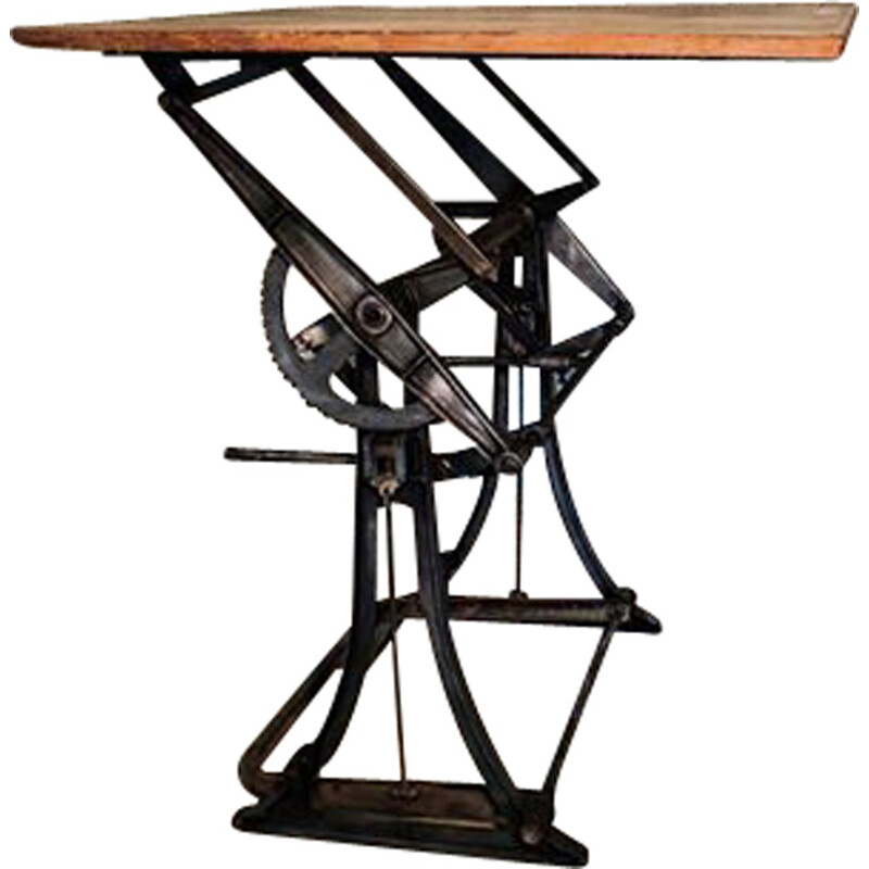 Industrial drawing table in wood, Georges MARIAGE - 1950s