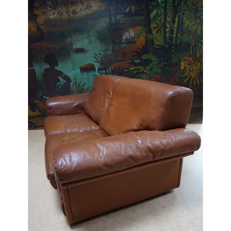 Vintage 2-seater sofa in brown leather by De Sede