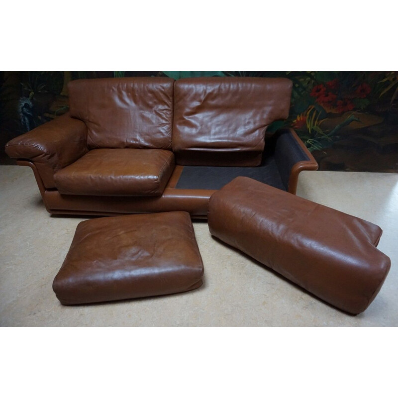 Vintage 2-seater sofa in brown leather by De Sede