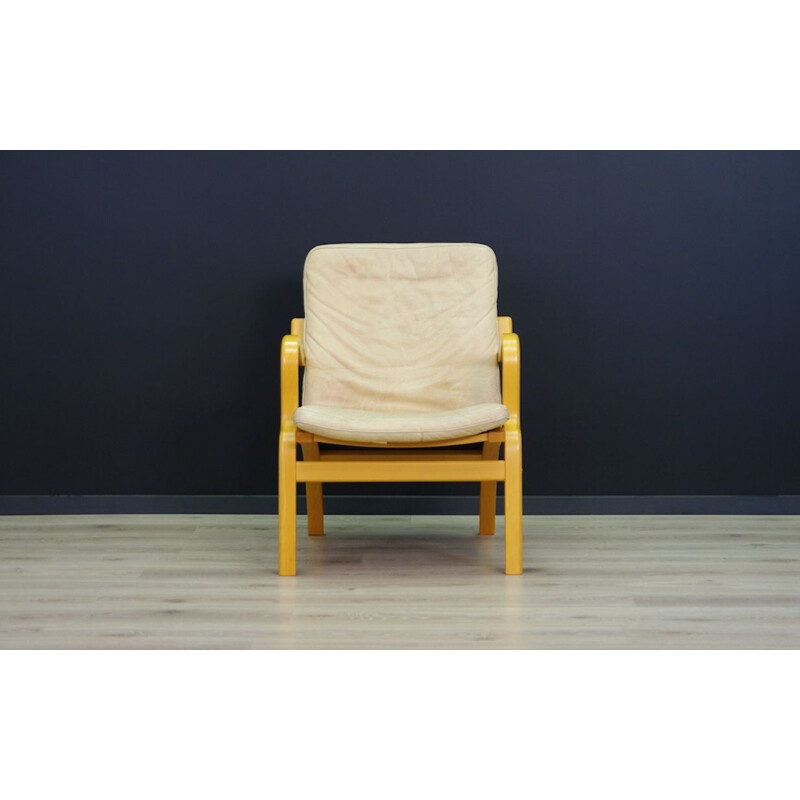Danish armchair in beige leather by Stouby