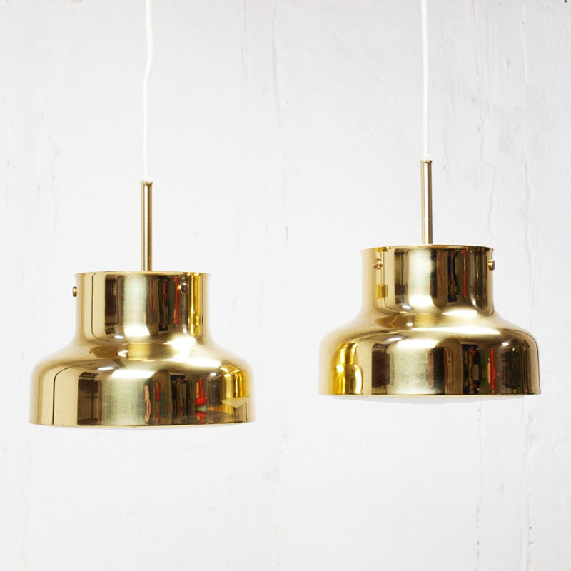 Pair of Bumling hanging lamps in brass, Anders PEHRSON - 1960s