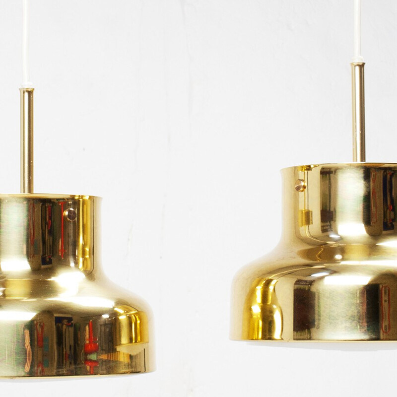 Pair of Bumling hanging lamps in brass, Anders PEHRSON - 1960s