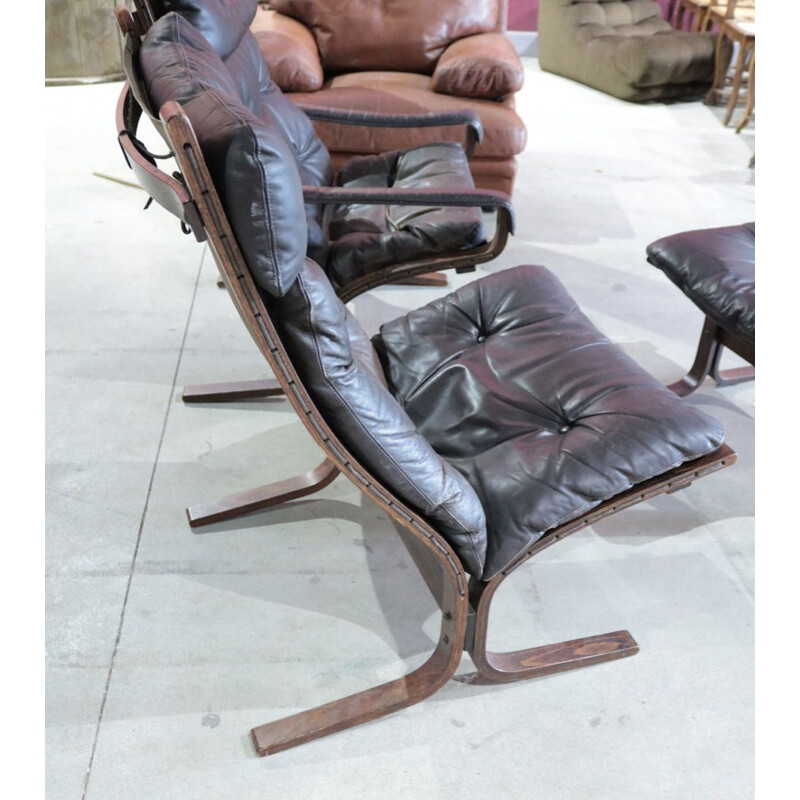 Paire de fauteuils Siesta et repose pieds vintage par Ingmar Relling pour Westnofa, 1960