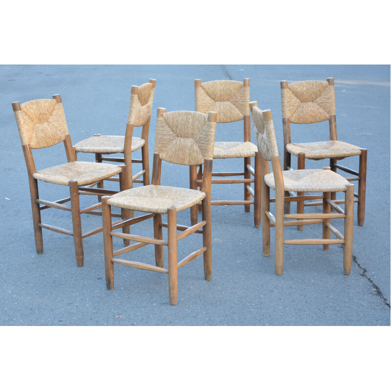 Vintage set of  chairs model 19 by Charlotte Perriand, 1950s 1960s