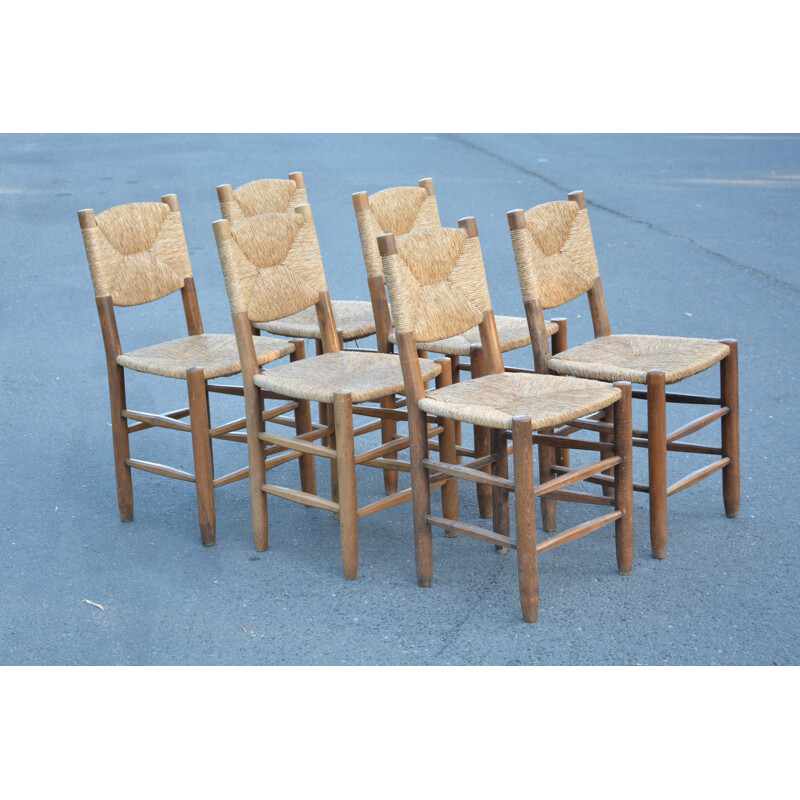 Vintage set of  chairs model 19 by Charlotte Perriand, 1950s 1960s