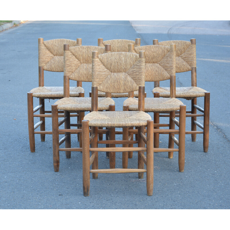 Vintage set of  chairs model 19 by Charlotte Perriand, 1950s 1960s