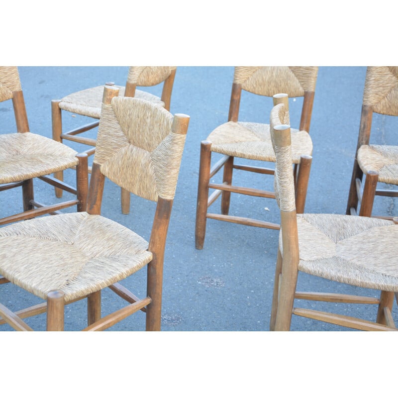 Vintage set of  chairs model 19 by Charlotte Perriand, 1950s 1960s