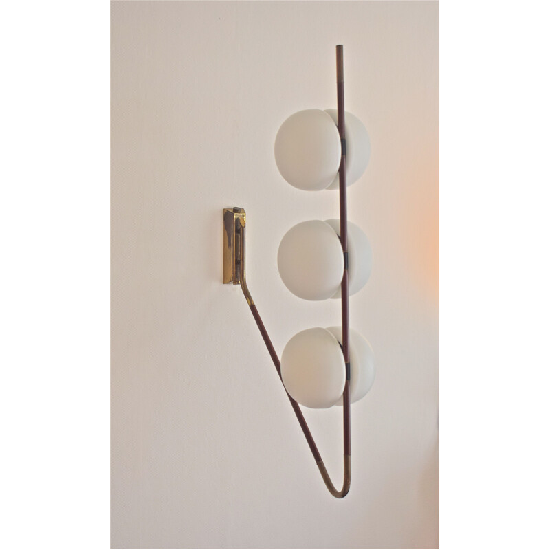 Vintage opaline wall lamp by Lunel, France 1950