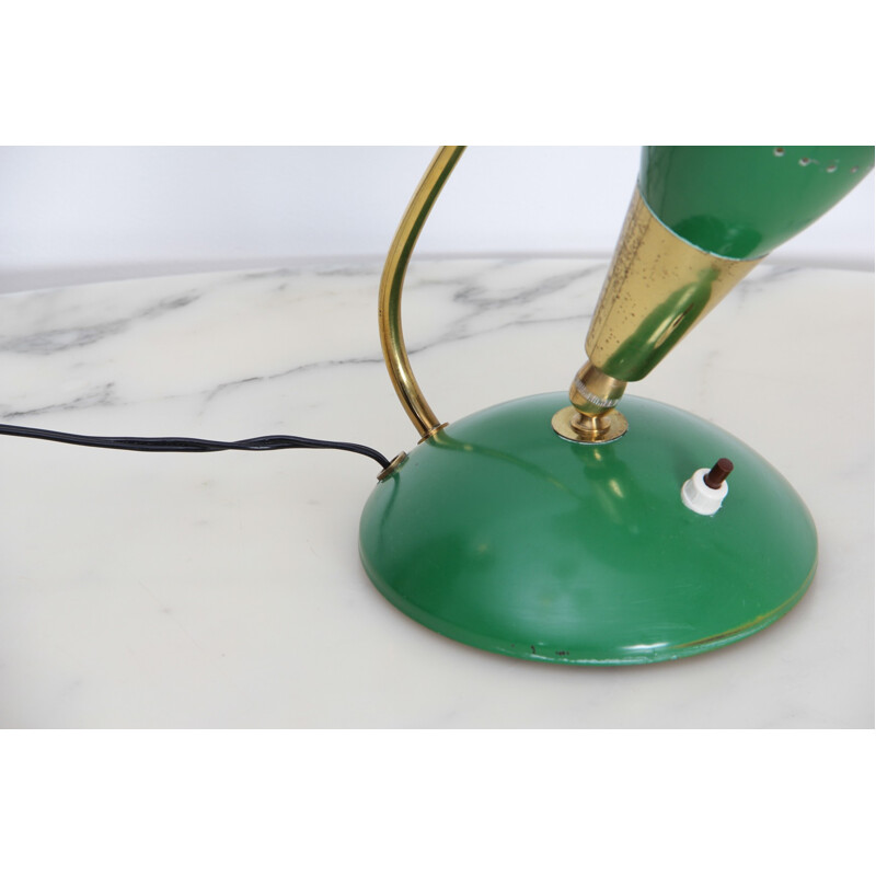 Vintage green desk lamp in brass and metal - 1950s