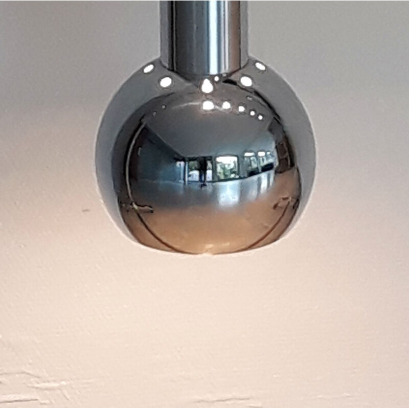 Vintage pendant lamp with extendable chrome ball, 1980