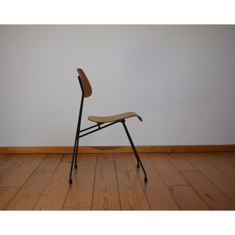 Suite de 4 chaises vintage en bois et métal
