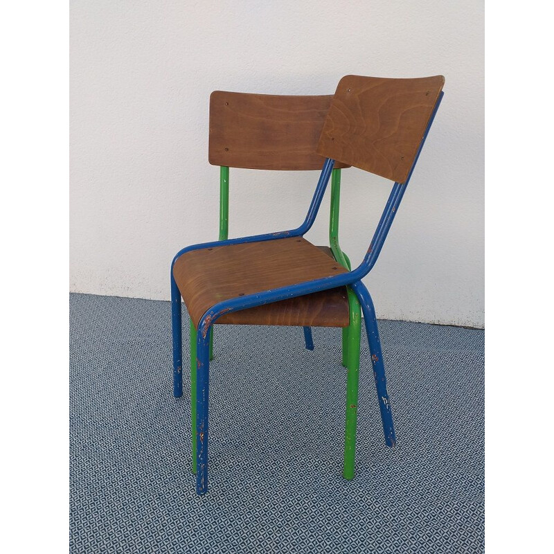 Vintage Pair of school chairs Model Mullca, 1950