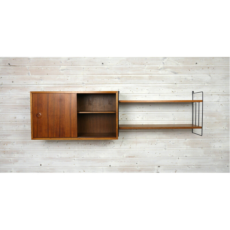 Vintage teak wall shelving unit from Musterring International, Germany, 1960s