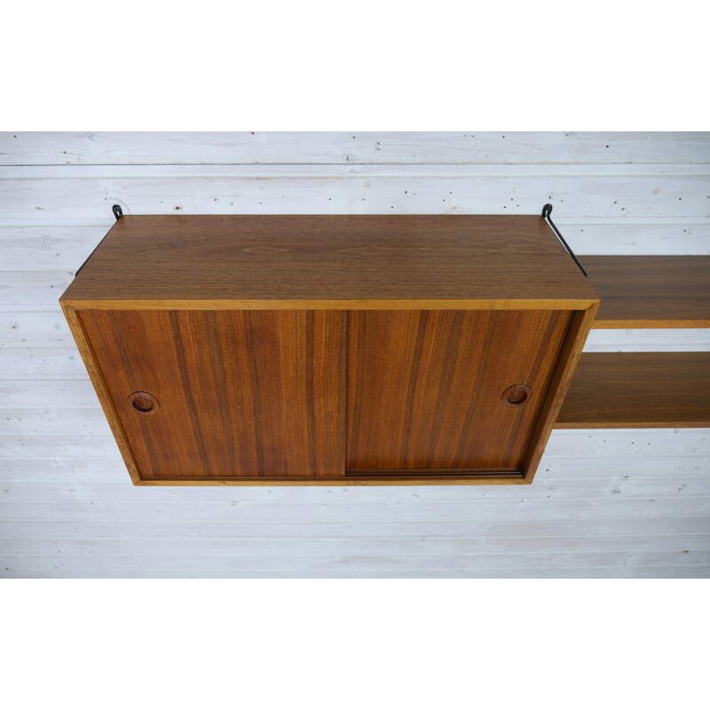 Vintage teak wall shelving unit from Musterring International, Germany, 1960s