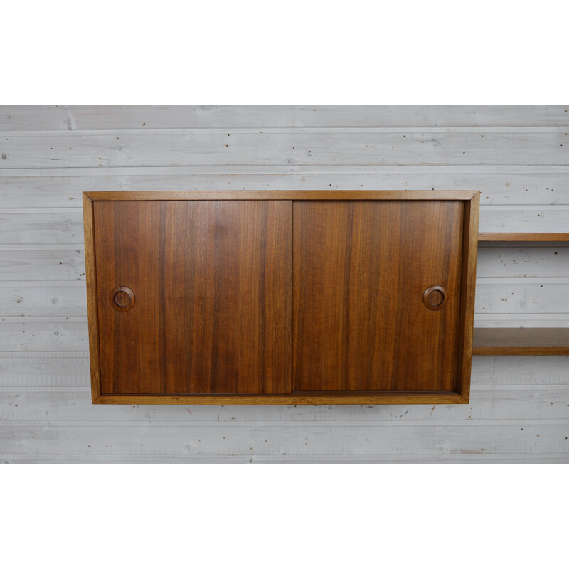 Vintage teak wall shelving unit from Musterring International, Germany, 1960s