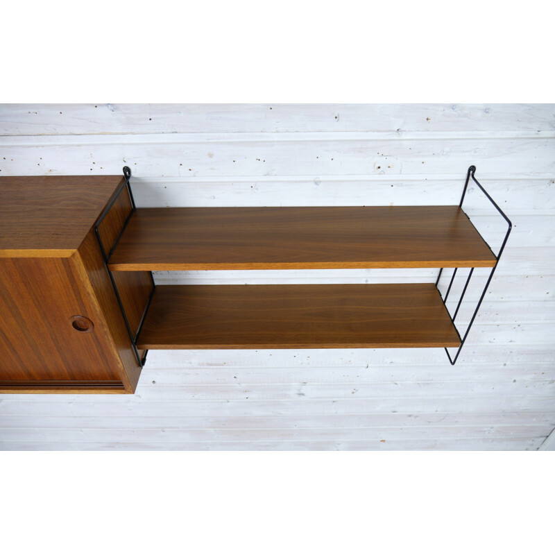 Vintage teak wall shelving unit from Musterring International, Germany, 1960s