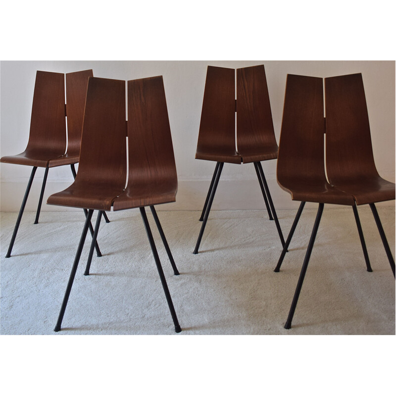 Set of 4 vintage GA chairs by Hans Bellmann for Horgen Glarus, 1950s