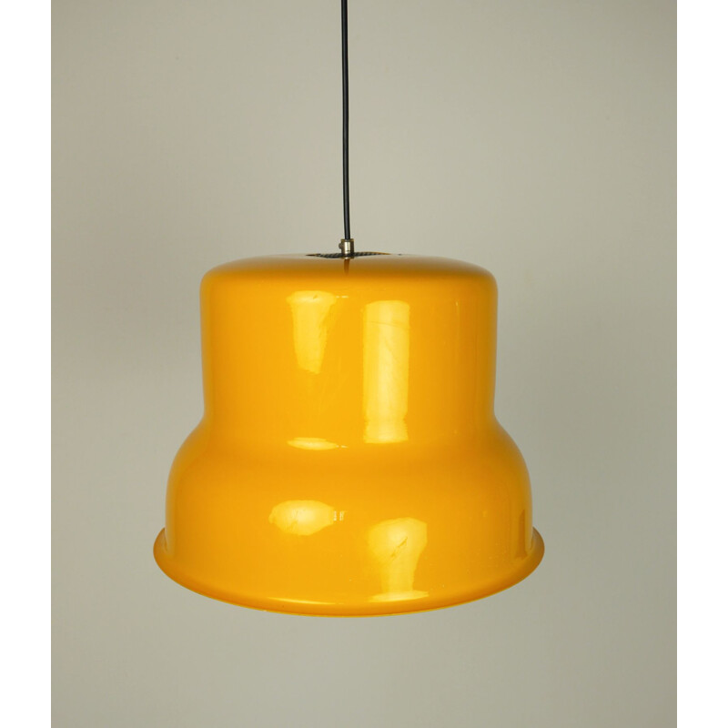 Vintage yellow aluminum hanging lamp, Denmark, 1960s