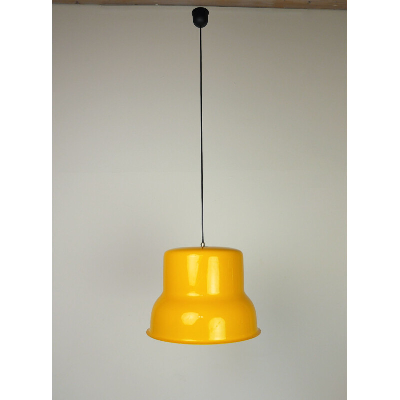 Vintage yellow aluminum hanging lamp, Denmark, 1960s