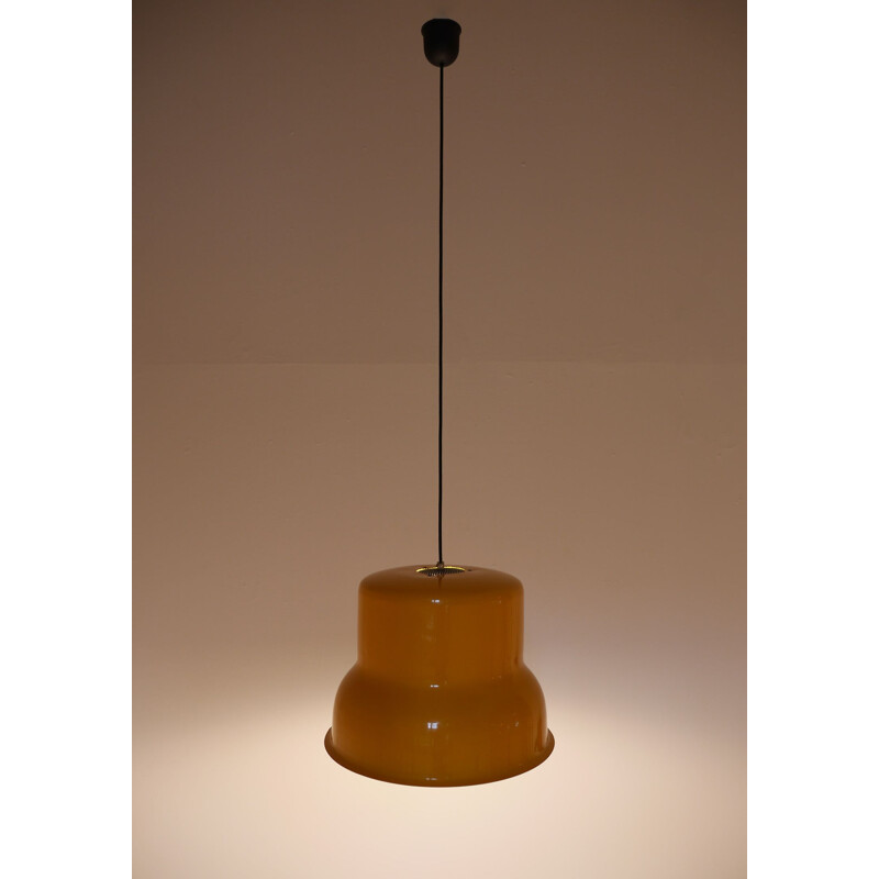 Vintage yellow aluminum hanging lamp, Denmark, 1960s