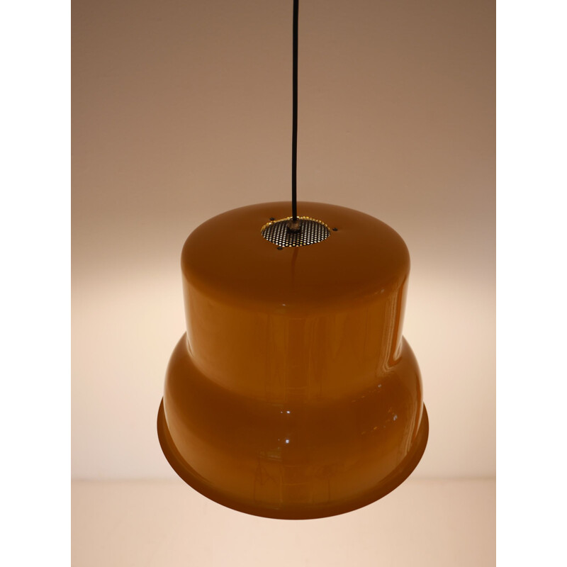 Vintage yellow aluminum hanging lamp, Denmark, 1960s