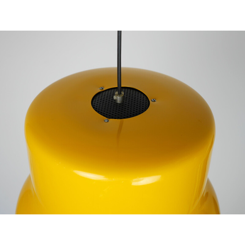 Vintage yellow aluminum hanging lamp, Denmark, 1960s