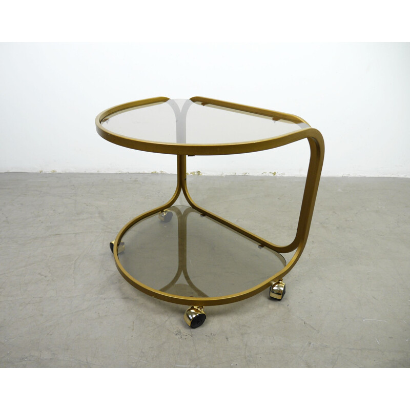 Set of 2 vintage metal side tables on wheels, Germany, 1970s