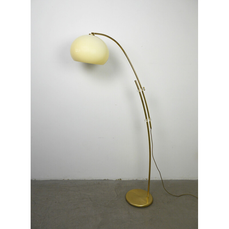 Vintage adjustable brass arc floor lamp, Germany, 1970s 