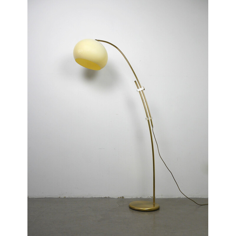 Vintage adjustable brass arc floor lamp, Germany, 1970s 