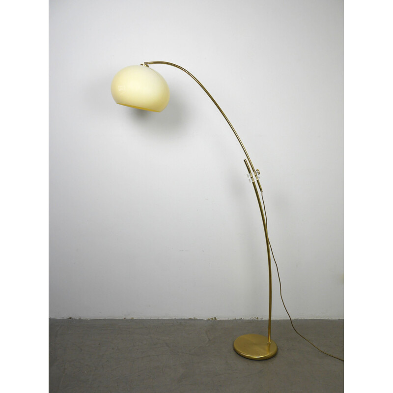 Vintage adjustable brass arc floor lamp, Germany, 1970s 