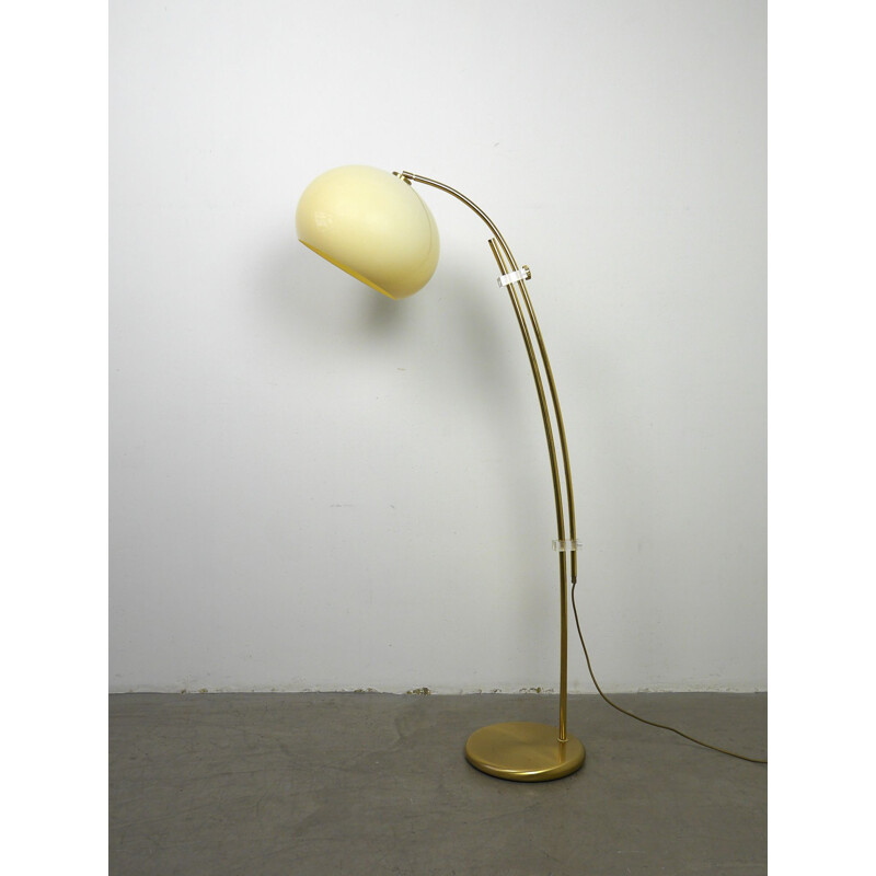 Vintage adjustable brass arc floor lamp, Germany, 1970s 