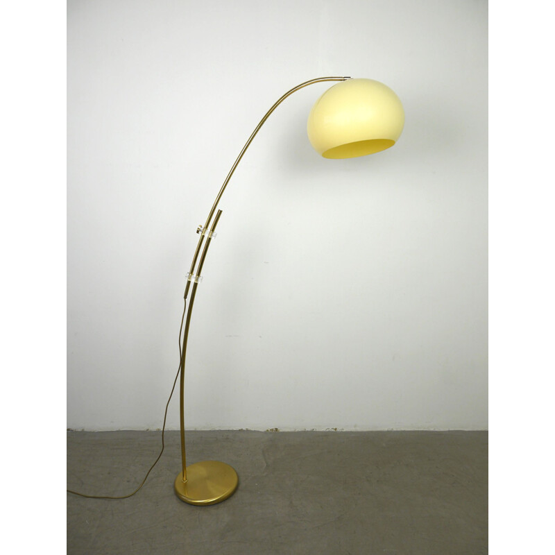 Vintage adjustable brass arc floor lamp, Germany, 1970s 