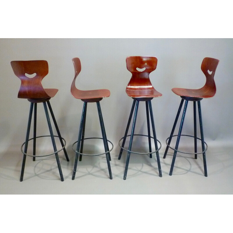 Set of 4 swivel high chairs, Adam STEGNER - 1950s