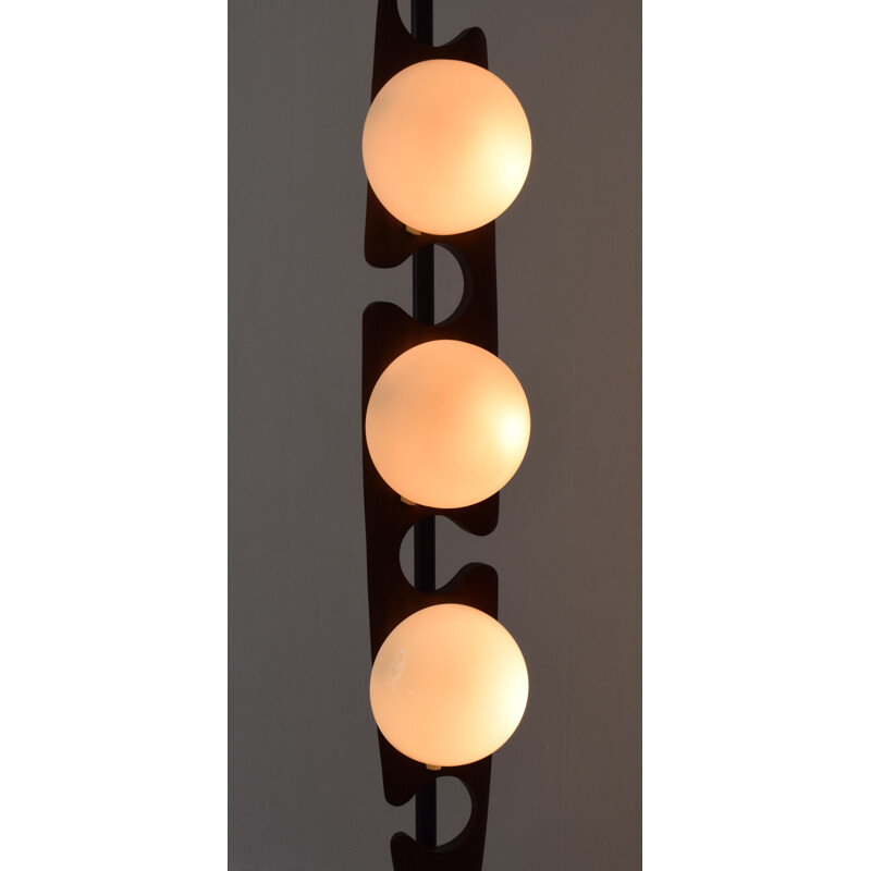 Vintage teak and lacquered metal floor light by Goffredo Reggiani, 1960