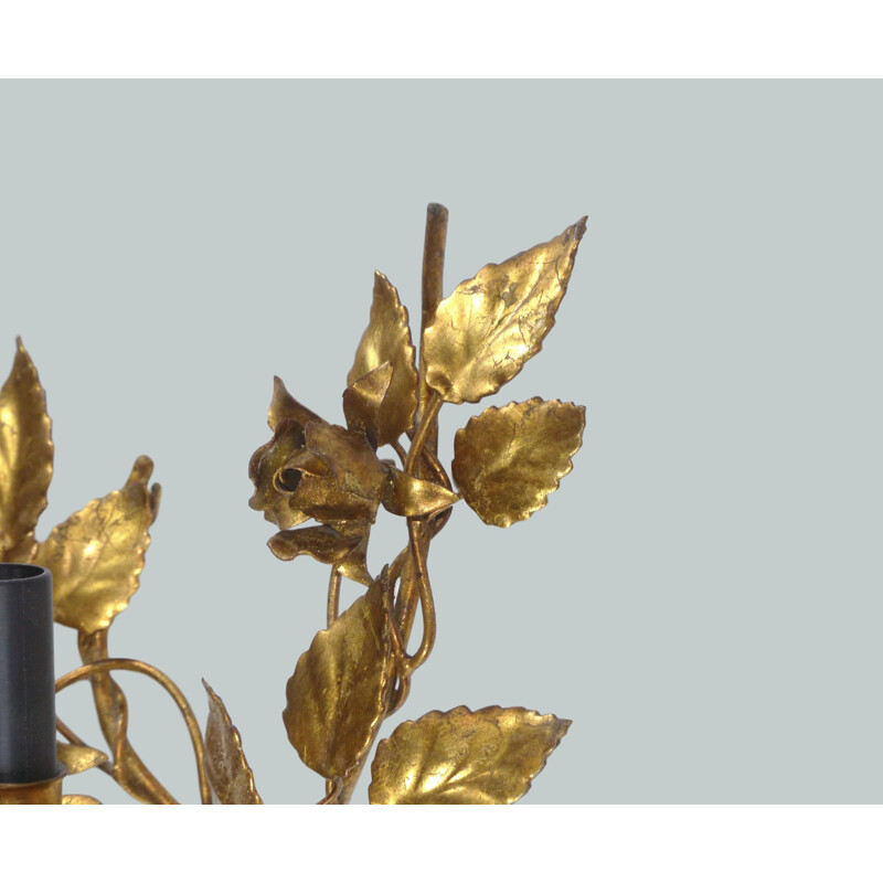 Set of 2 vintage wall lights in gold iron, Italy, 1960-70