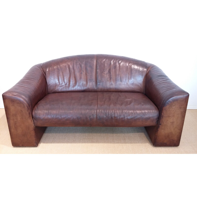 De Sede 2 seater brown leather sofa - 1970s