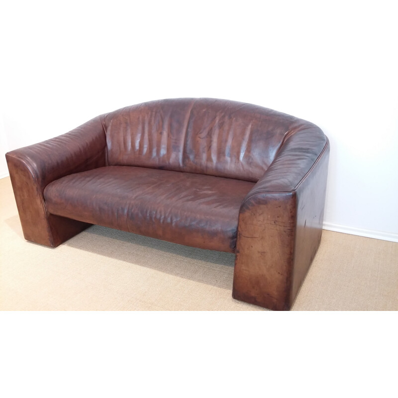 De Sede 2 seater brown leather sofa - 1970s