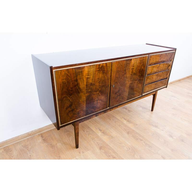 Vintage sideboard in walnut by S. Albracht for Bydgoskie Furniture Factories, 1972