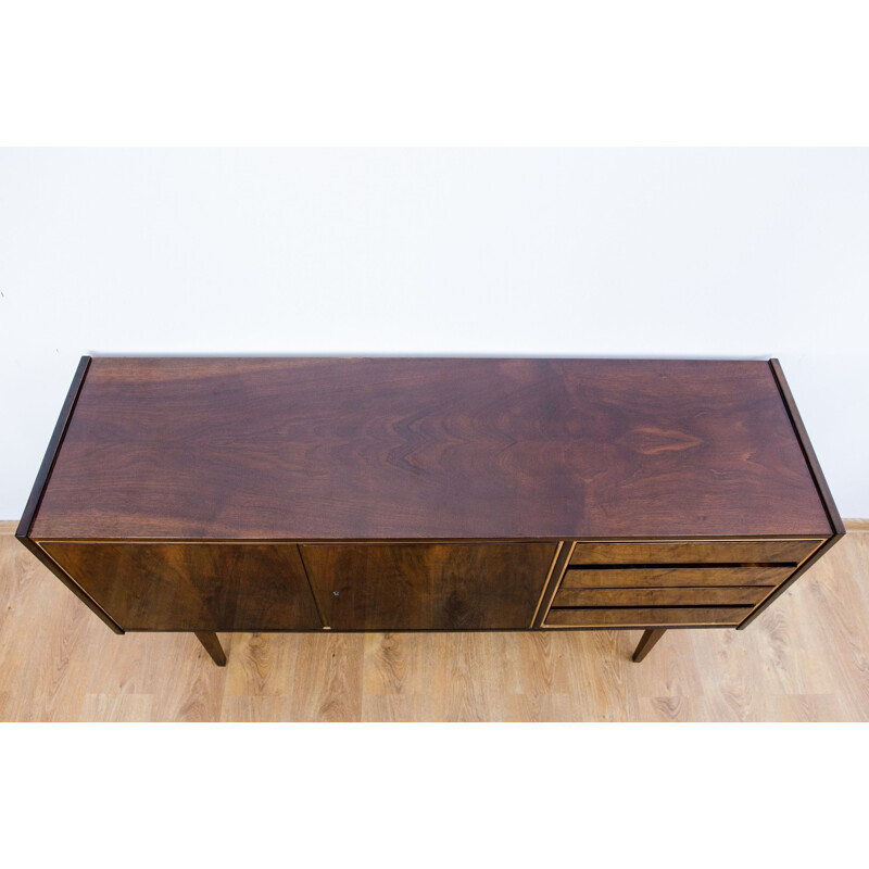 Vintage sideboard in walnut by S. Albracht for Bydgoskie Furniture Factories, 1972