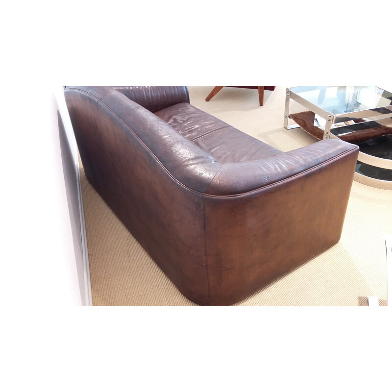 De Sede 2 seater brown leather sofa - 1970s