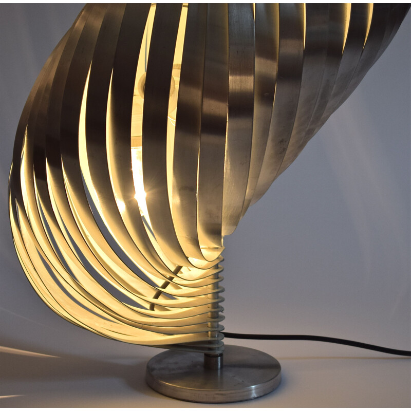 Grande lampe vintage de Henri Mathieu en aluminium brossé, 1960