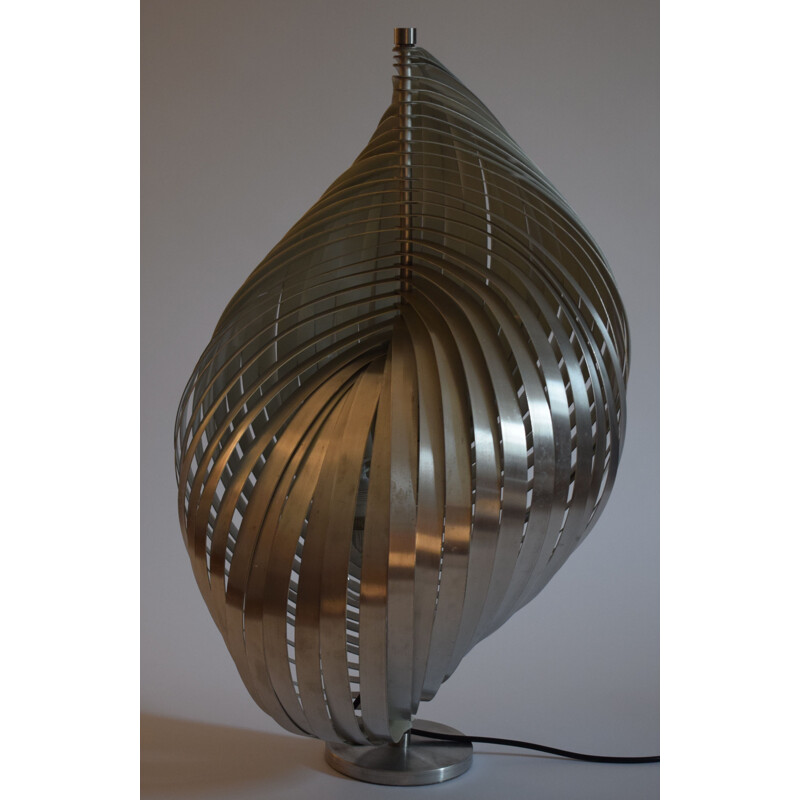 Grande lampe vintage de Henri Mathieu en aluminium brossé, 1960