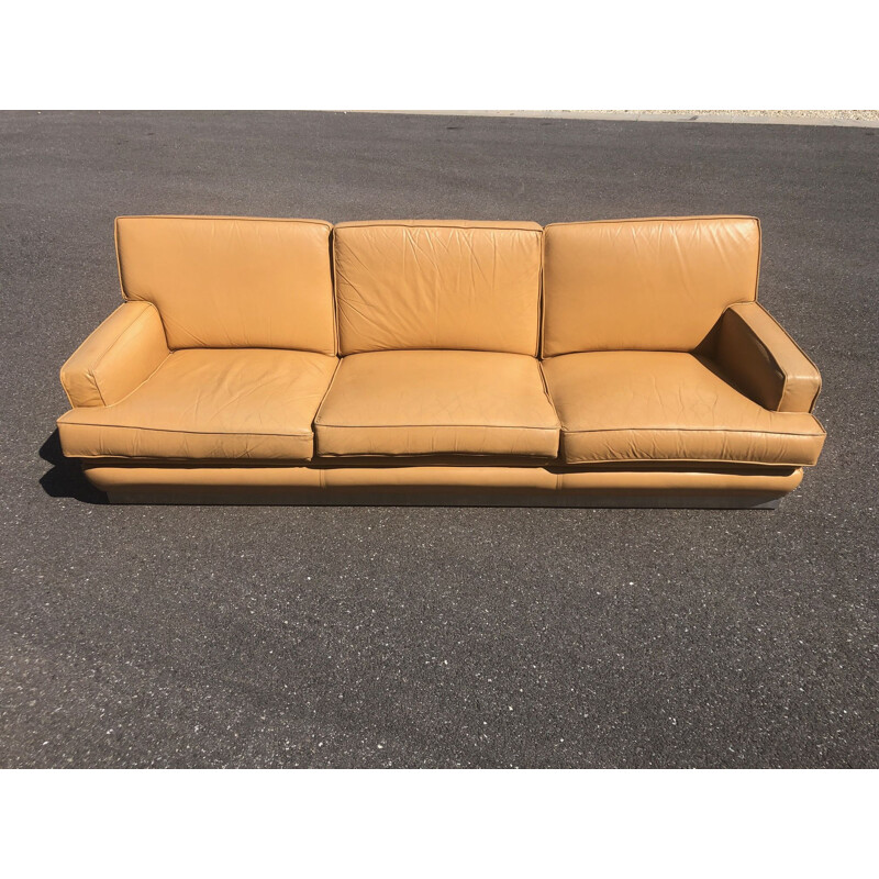 Canapé Vintage en cuir de Jacques Charpentier pour Roche Bobois, 1970 