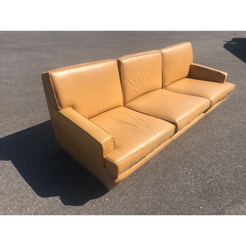 Canapé Vintage en cuir de Jacques Charpentier pour Roche Bobois, 1970 