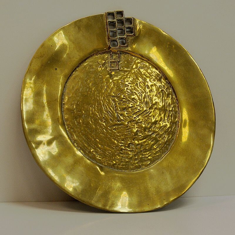 Vintage Plate in Brass, Scandinavia 1970s