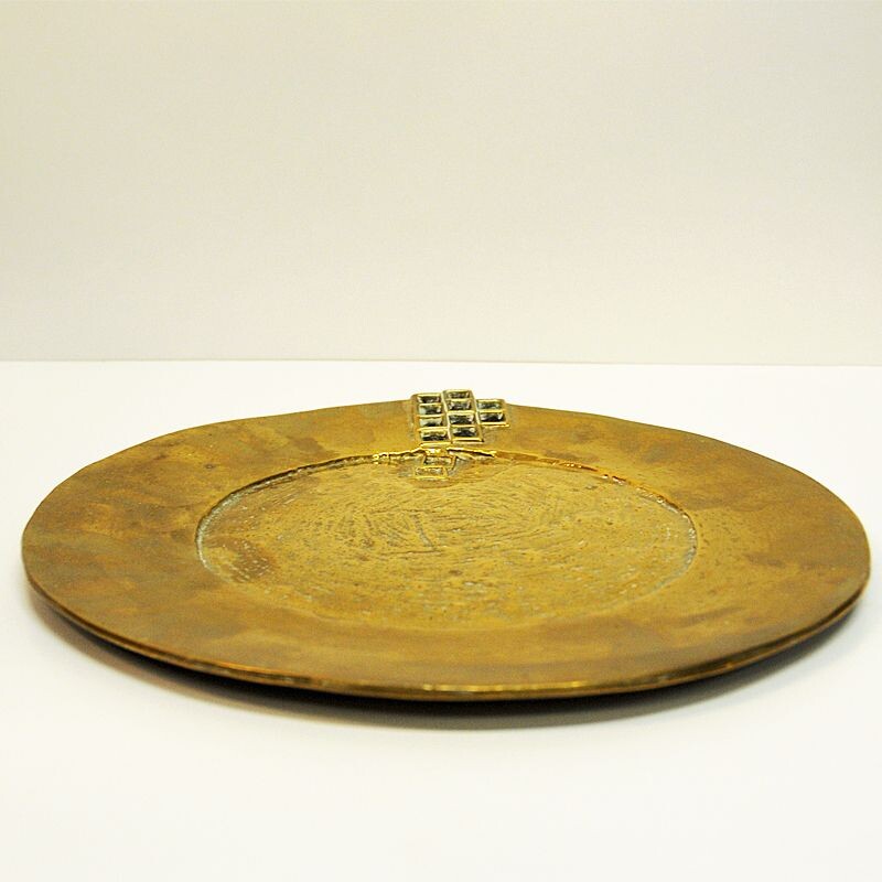 Vintage Plate in Brass, Scandinavia 1970s