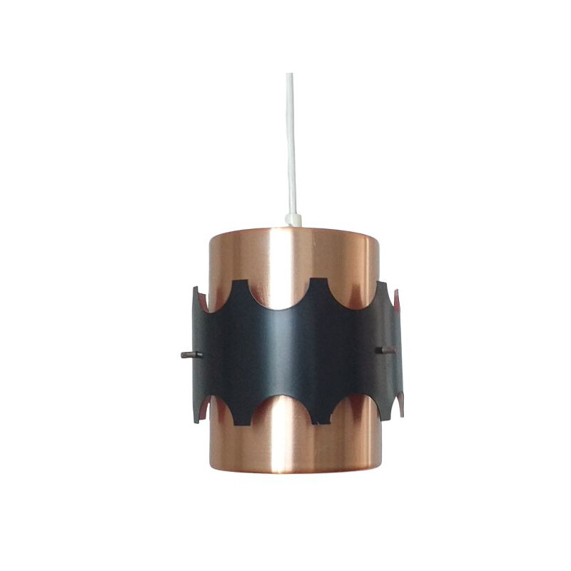 Vintage pendant light in copper and black by Jo Hammerborg, Denmark, 1970s