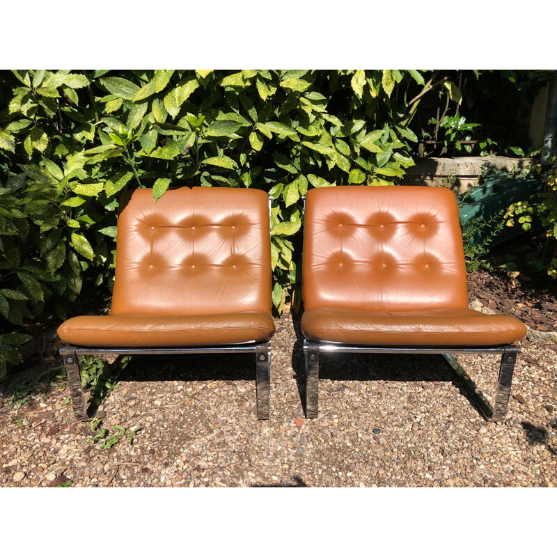 Vintage pair of armchairs by Ingmar Relling, model spring, 1960s